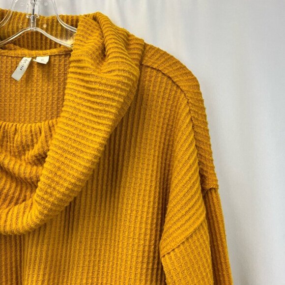 Est 1946 Womens Pullover Sweater Yellow Long Sleeve Cowl Neck Waffle Knit S - Picture 4 of 10